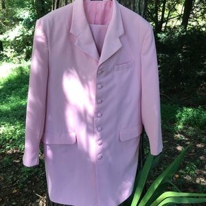 Milano Moda 7 Button Pink Suit 44R Jacket/38R Pant